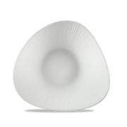 Bamboo White Porcelain Triangle Shallow Bowl 8 1/4"