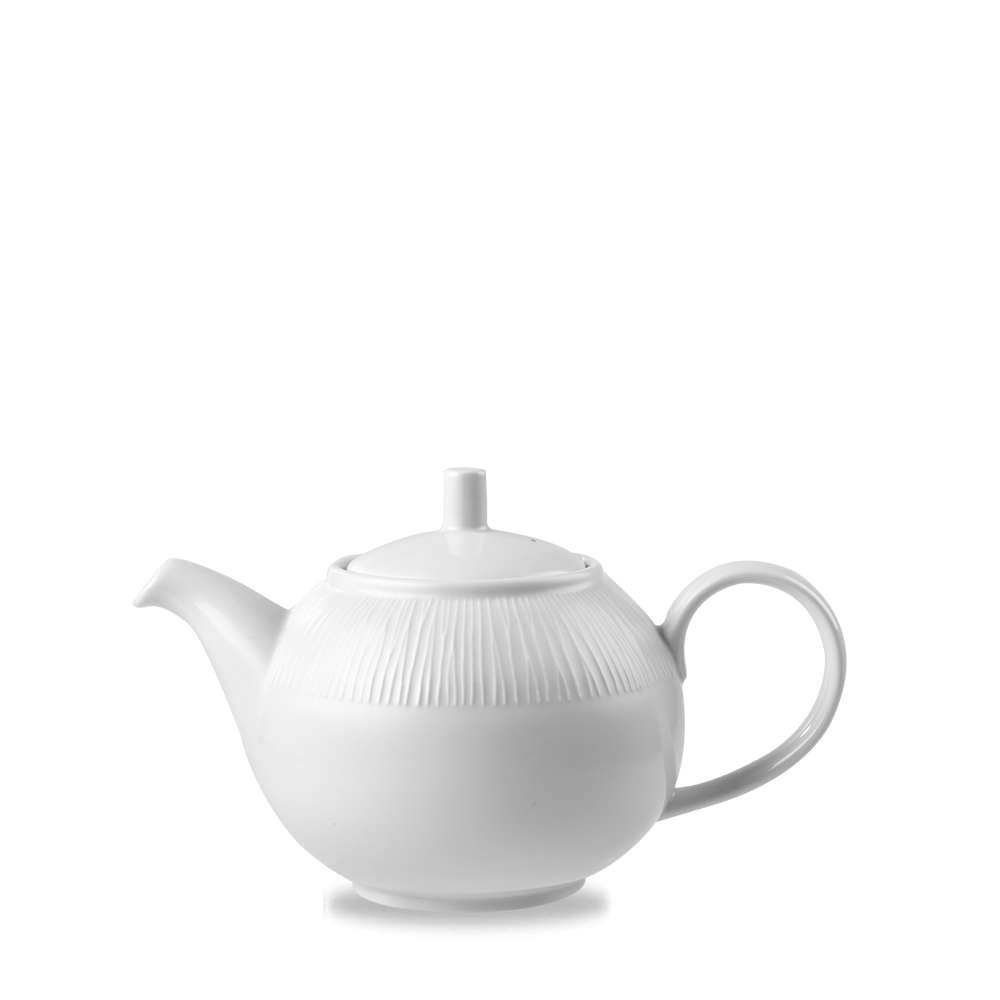 Bamboo White Porcelain Beverage Tea Pot 30oz