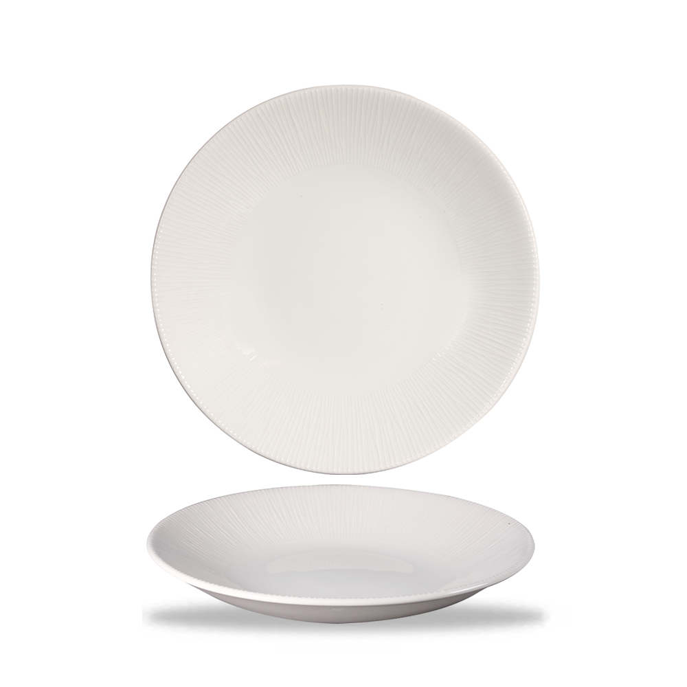Bamboo White Porcelain Deep Coupe Plate 9 7/8"