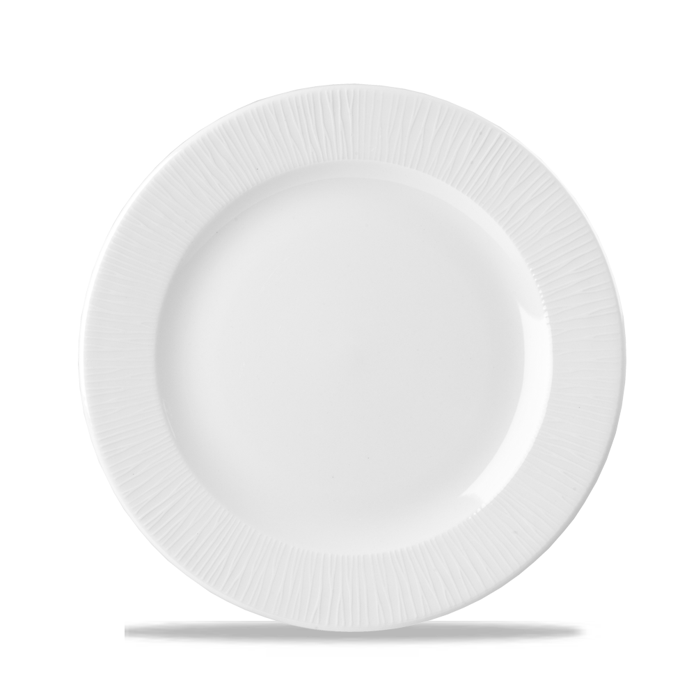 Bamboo White Porcelain Footed Plate 10 1/4"