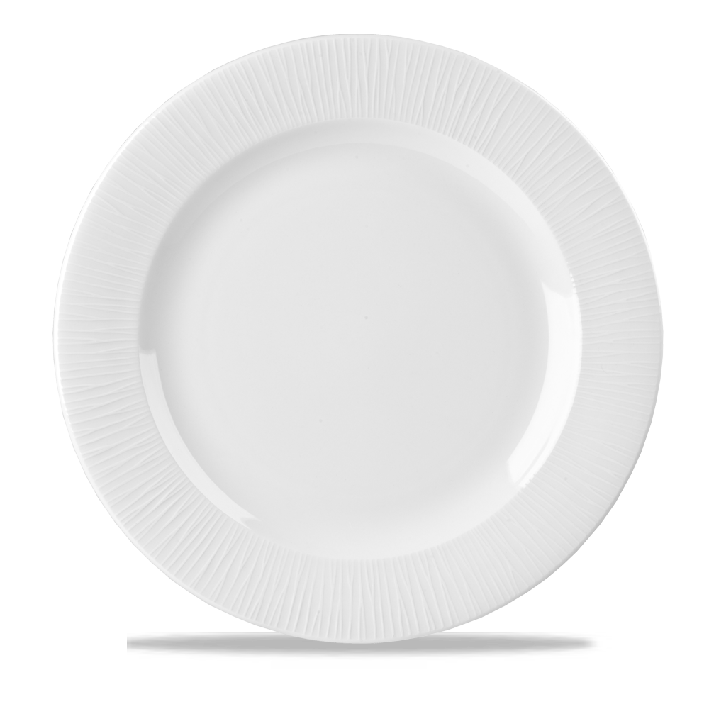 Bamboo White Porcelain Footed Plate 12"