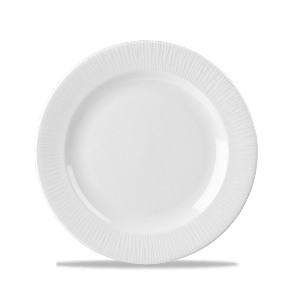 Bamboo White Porcelain Footed Plate 9 1/8"