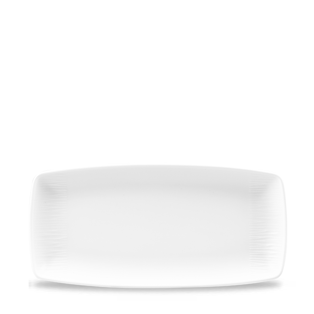 Bamboo White Porcelain Oblong Plate 11.75"