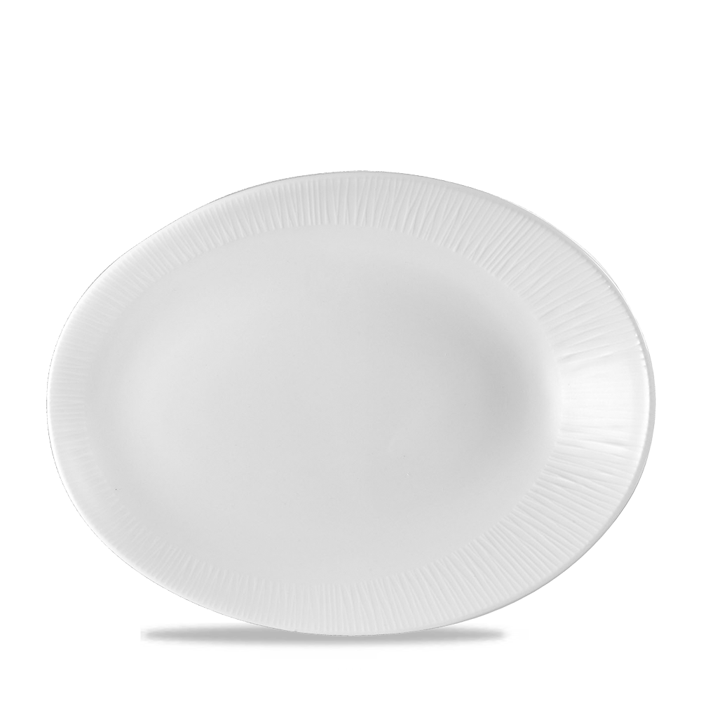 Bamboo White Porcelain Oval Plate 11.5 X 9"