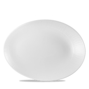 Bamboo White Porcelain Oval Plate 13 1/2"