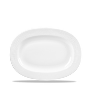 Bamboo White Porcelain Oval Dish Medium Rimmed 11"