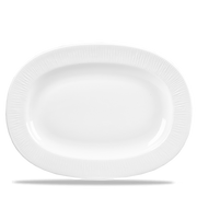 Bamboo White Porcelain Oval Dish Large Rimmed 13"