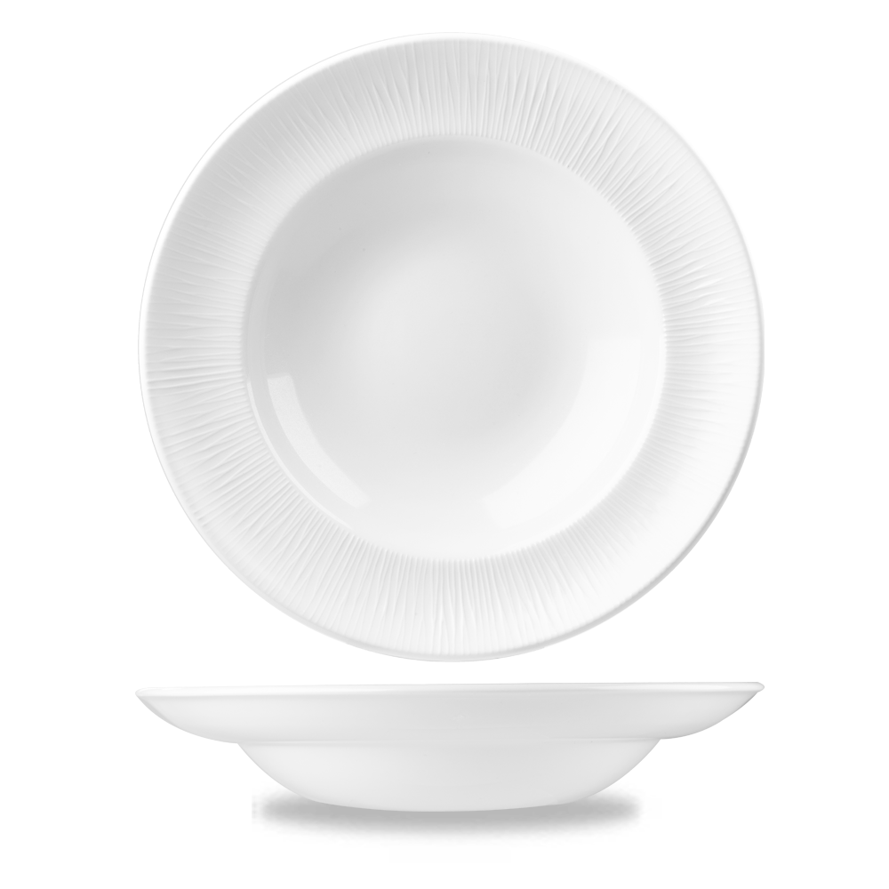 Bamboo White Porcelain Pasta Plate 12"