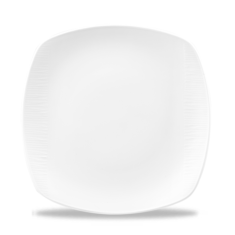 Bamboo White Porcelain Square Plate 10"