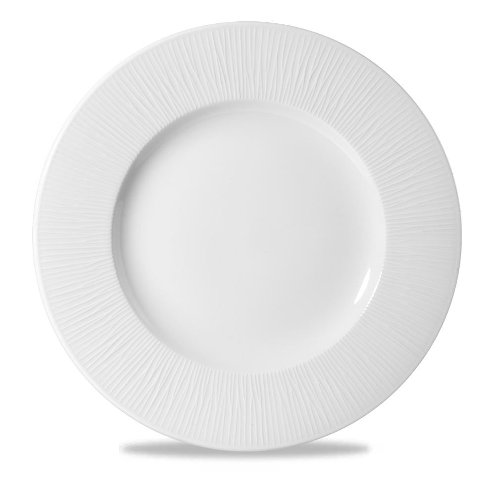 Bamboo White Porcelain Wide Rim Plate 11 7/8"