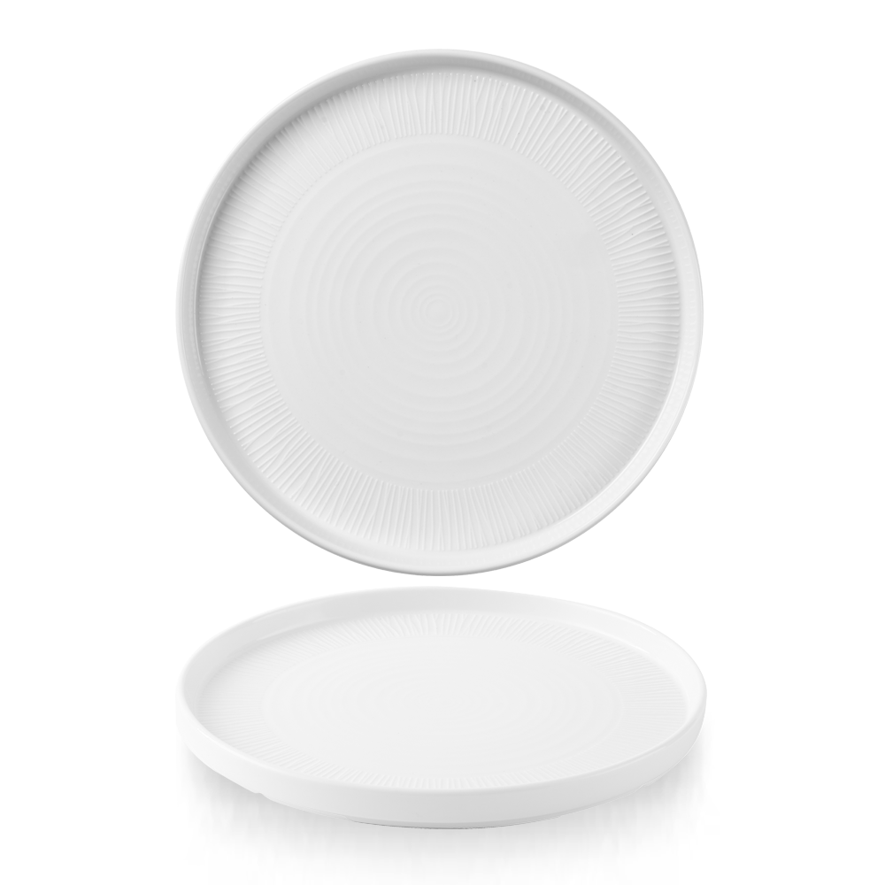 Bamboo White Porcelain Walled Plate 26cm