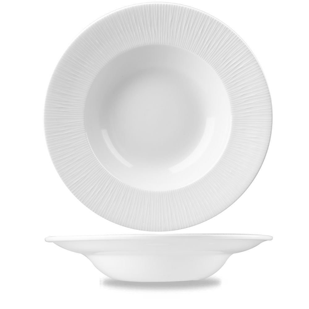 Bamboo White Porcelain Wide Rim Bowl Large 11"