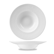 Bamboo White Porcelain Wide Rim Bowl Medium 9.5"