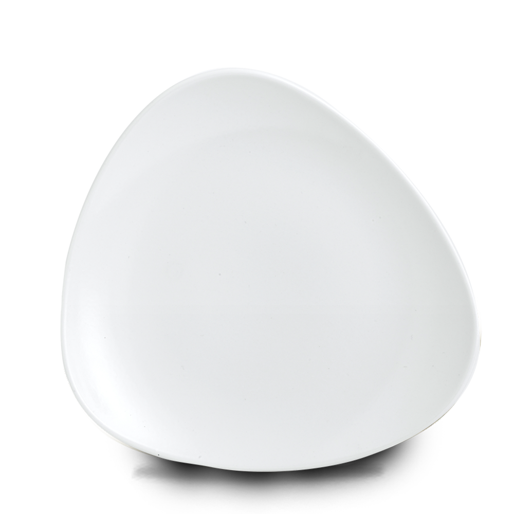 Vellum White Lotus Porcelain Triangle Plate 10"