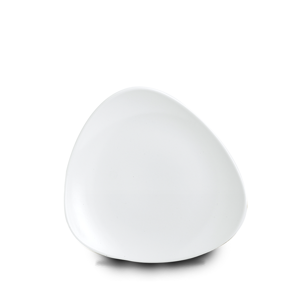 Vellum White Lotus Porcelain Triangle Plate 7"