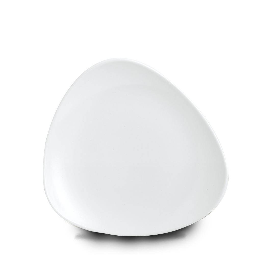 Vellum White Lotus Porcelain Triangle Plate 9"