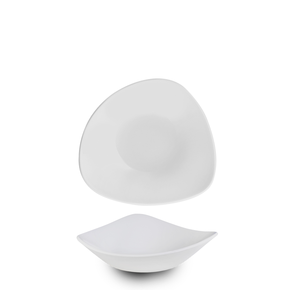 Vellum White Lotus Porcelain Triangle Bowl 7"