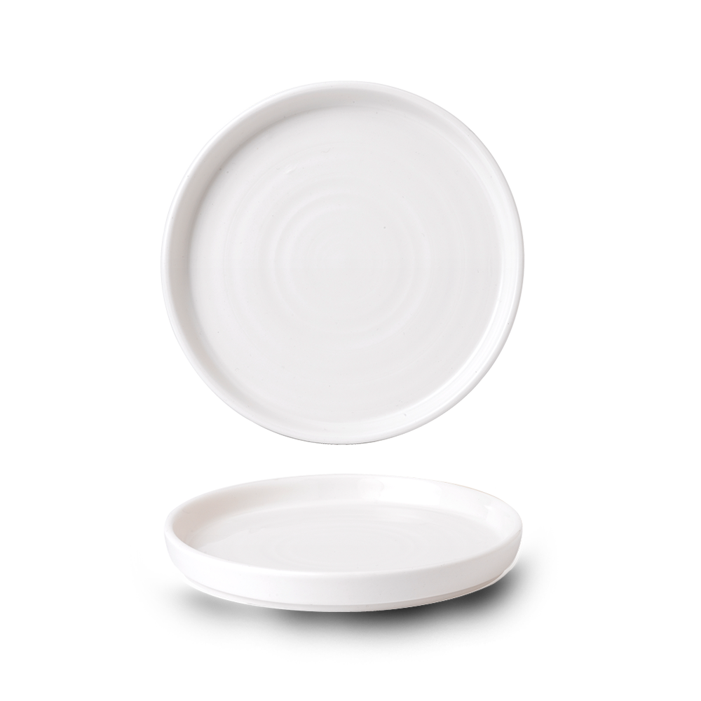 Vellum White Porcelain Walled Plate 8.67" - Sleek & Stylish Dining Essential