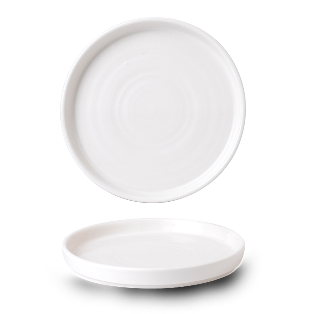 Vellum White Porcelain Walled Plate 10 2/8"