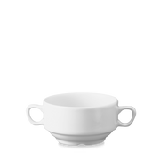 Elegant White Porcelain Handled Consomme 14oz Bowl