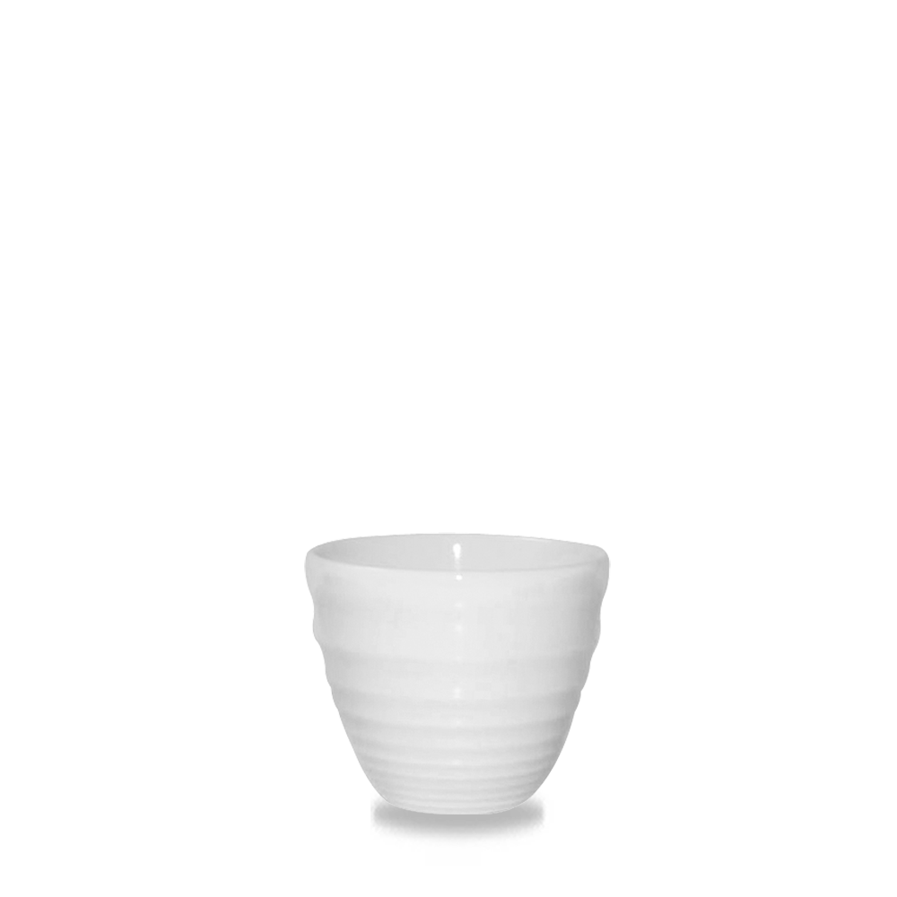 Bit On The Side Porcelain White Ripple Dipper Pot 4oz