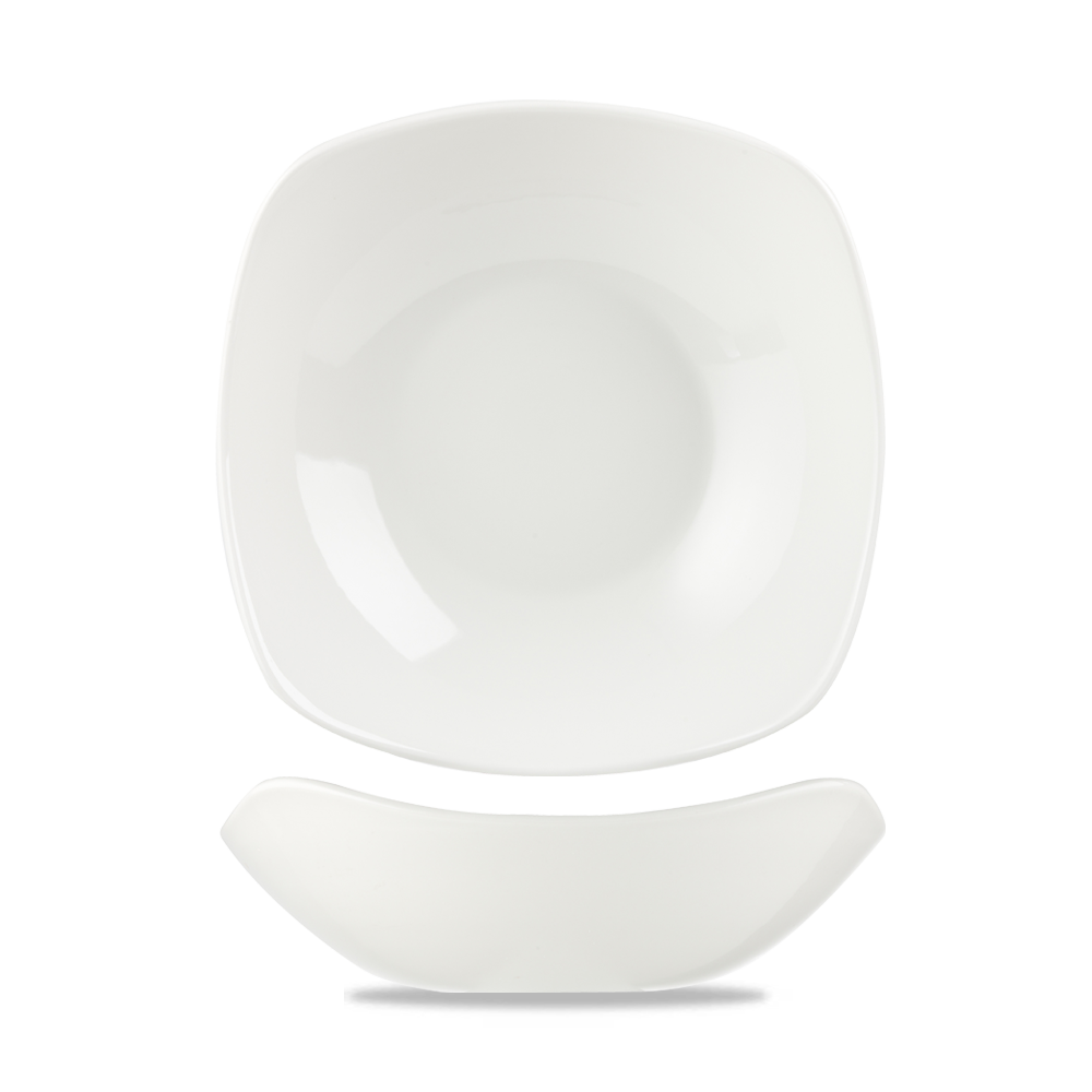 White X Squared Bowl 8" - Contemporary Square Dinnerware Piece