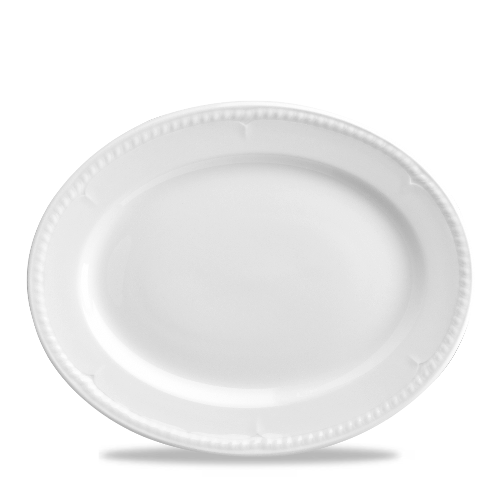 Buckingham White Porcelain Oval Plate 12"