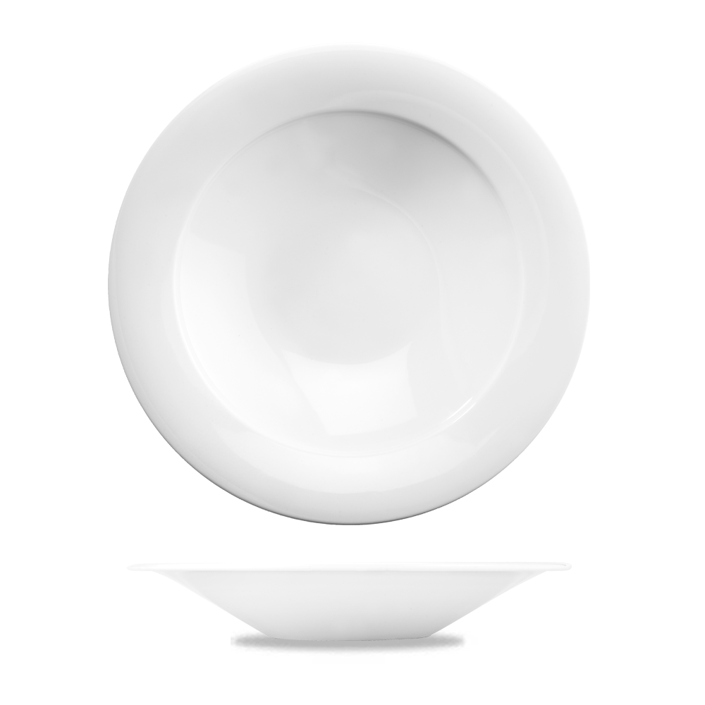 Art De Cuisine Menu White Porcelain Mid Rim Pasta Bowl 11.5"
