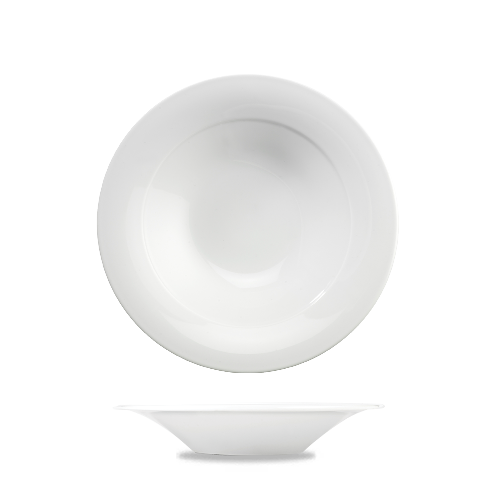Art De Cuisine Menu White Porcelain Mid Rim Soup Bowl 9"
