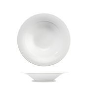 Art De Cuisine Menu White Porcelain Mid Rim Soup Bowl 9"