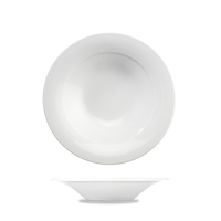 Art De Cuisine Menu White Porcelain Mid Rim Soup Bowl 9"