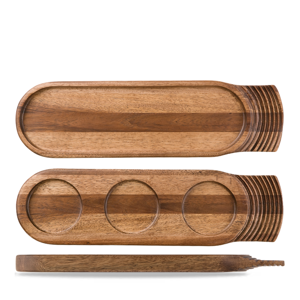 Brown Acacia Handled Wood Board 48 X 14cm
