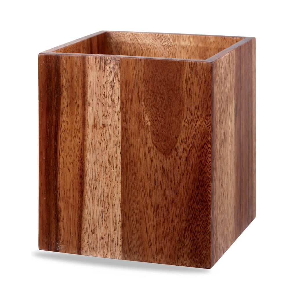 Brown Acacia Wood Buffet Cube Large 18 x 18 x 20cm