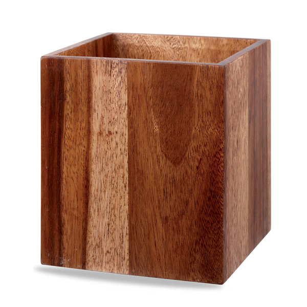 Brown Acacia Wood Buffet Cube Large 18 x 18 x 20cm