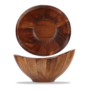 Brown Acacia Wood Large Slanted Moonstone Bowl 23 X 21.5 X 11cm