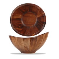 Brown Acacia Wood Large Slanted Moonstone Bowl 23 X 21.5 X 11cm