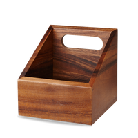 Brown Acacia Wood Square Medium Wooden Carrier 15 x 15cm