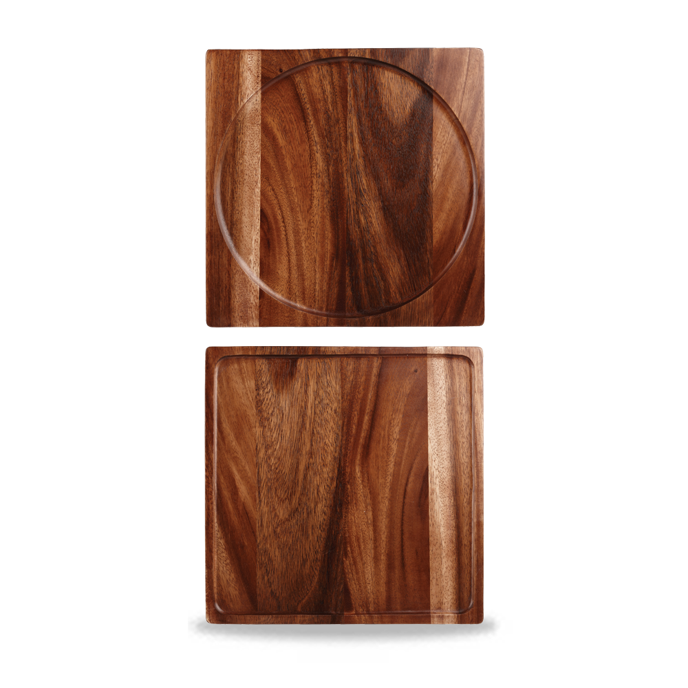 Brown Acacia Wood Square Presentation Board 12"