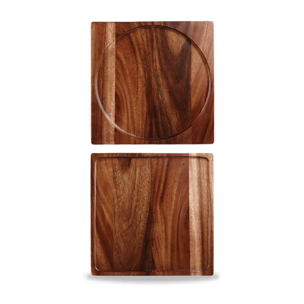 Brown Acacia Wood Square Presentation Board 12"