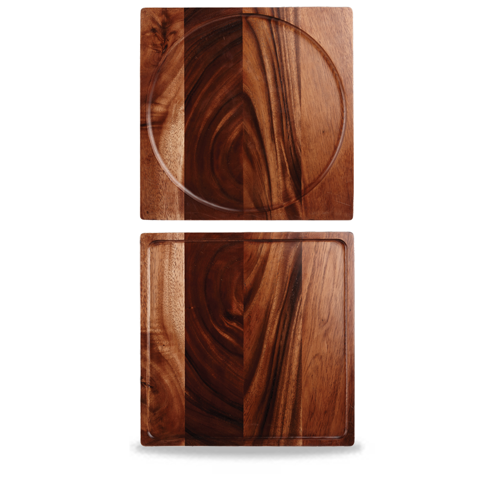 Brown Acacia Wood Square Presentation Board 33.5cm