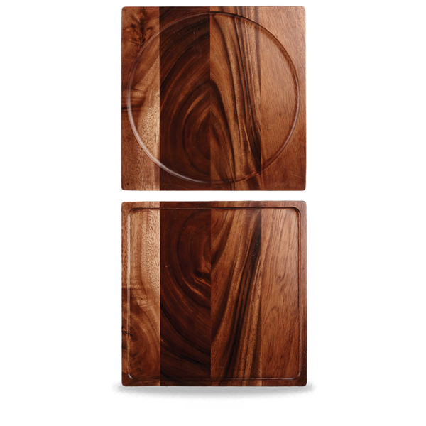 Brown Acacia Wood Square Presentation Board 33.5cm
