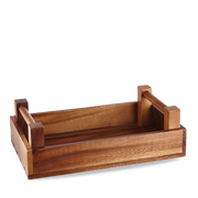 Brown Acacia Wood Rectangular Crate for Elegant Buffet Displays