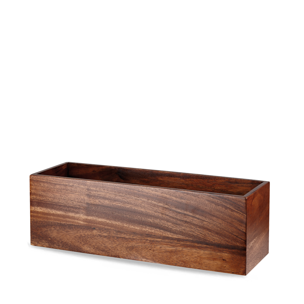 Brown Acacia Wood Rectangular Buffet Riser - Elegant Food Presentation