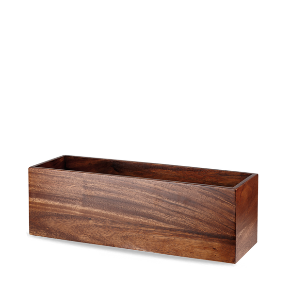 Brown Acacia Wood Rectangular Buffet Riser - Elegant Food Presentation