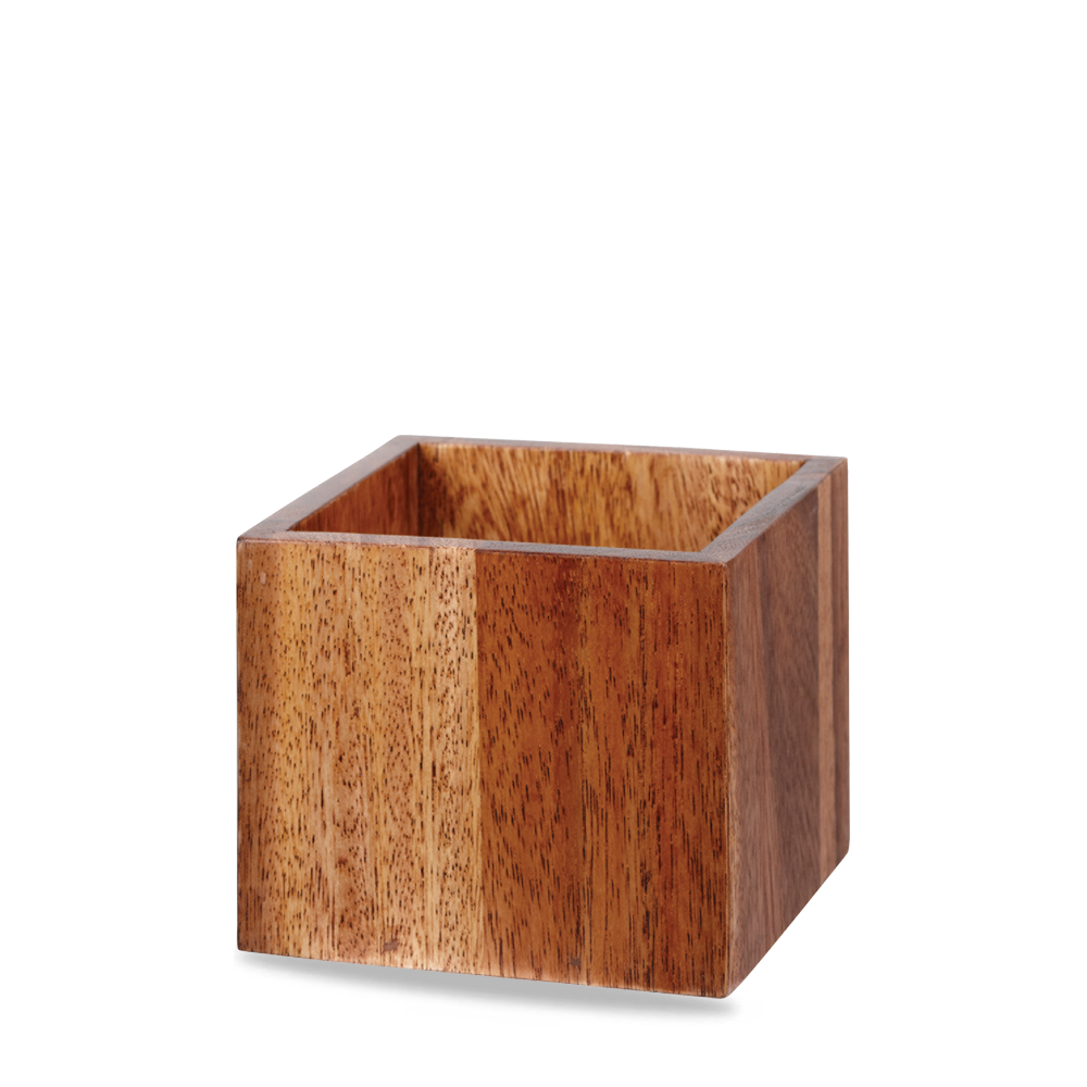 Brown Acacia Wood Buffet Cube Small 12 x 12 x 10cm