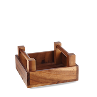 Brown Acacia Wood Square Crate 20 x 20 x 10cm