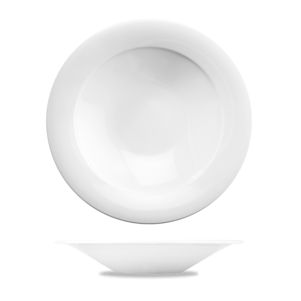 Art De Cuisine Menu White Porcelain Mid Rim Pasta Bowl 11.5"