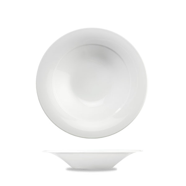 Art De Cuisine Menu White Porcelain Mid Rim Soup Bowl 9"