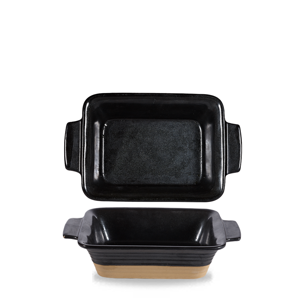 Art De Cuisine Igneous Black Rectangular Stoneware Dish 7"