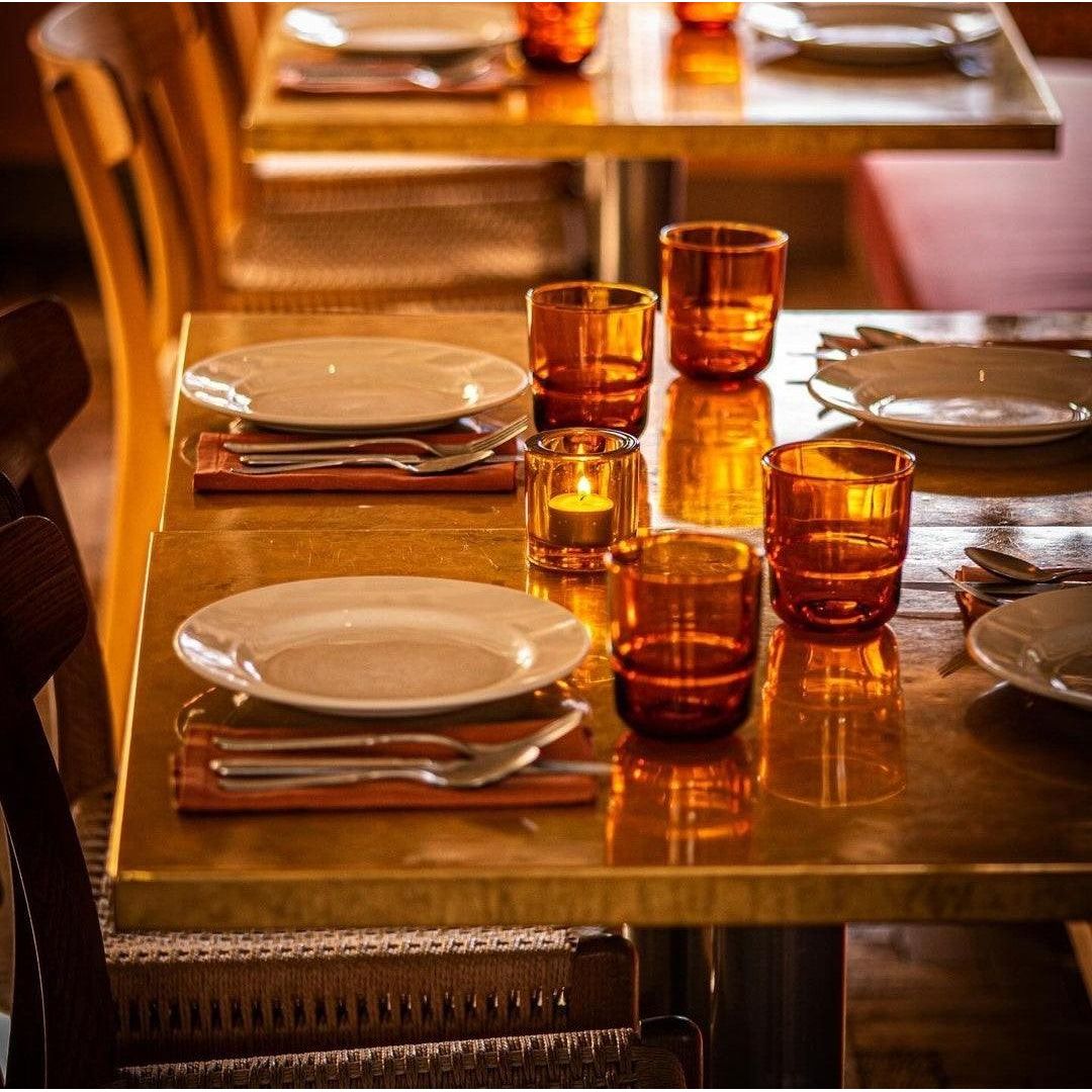 Amber Coloured Stackable Glass Tumblers 350ml